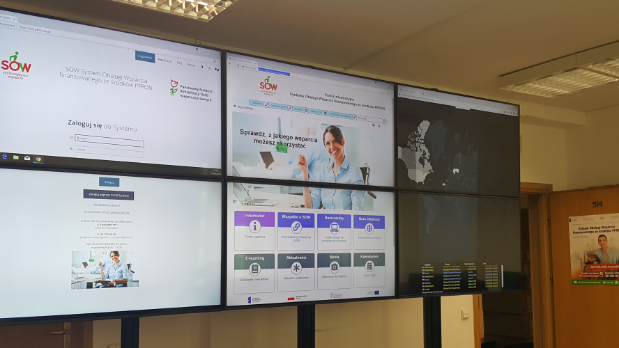 Na zdjęciu widok ekranów monitorujących system SOW