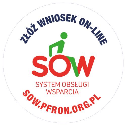 Naklejka: złóż wniosek online, Logo SOW